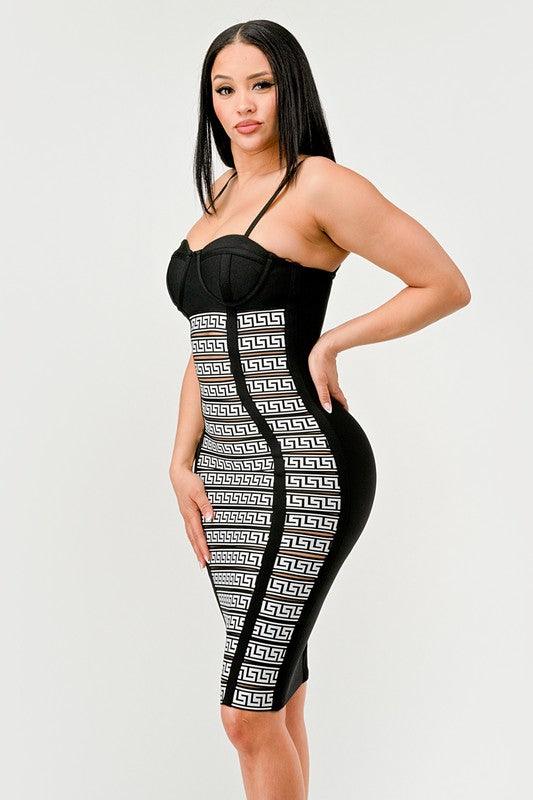 Maze Enigma Bodycon Dress - Blu Lotus Boutique