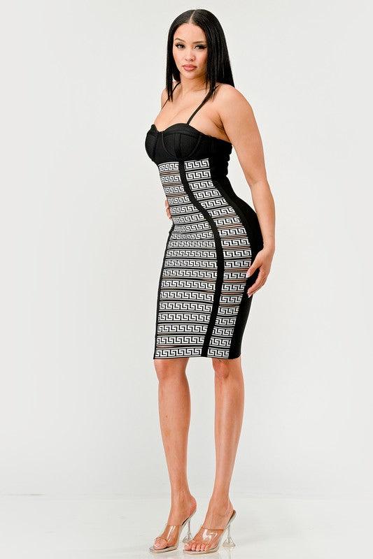 Maze Enigma Bodycon Dress - Blu Lotus Boutique