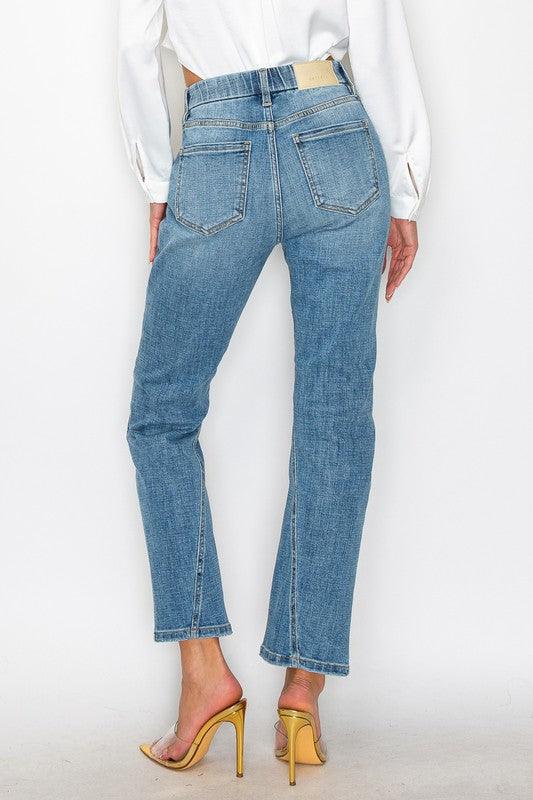 TUMMY CONTROL HIGH RISE STRAIGHT JEANS - Blu Lotus Boutique