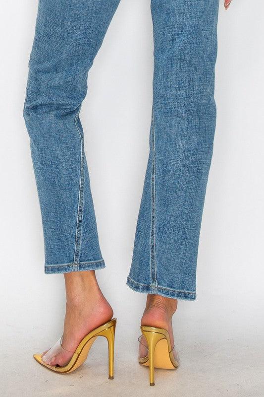 TUMMY CONTROL HIGH RISE STRAIGHT JEANS - Blu Lotus Boutique