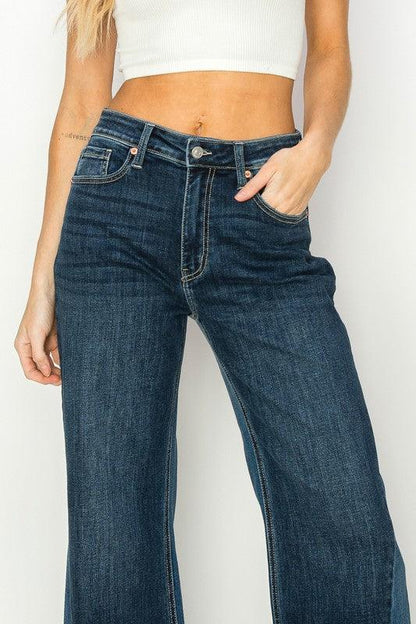 HIGH RISE RELAXED WIDE LEG JEANS - Blu Lotus Boutique