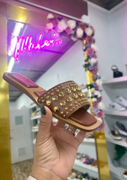 GIA SUMMER SANDALS WITH STUDS - FLATS