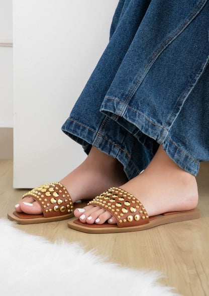 GIA SUMMER SANDALS WITH STUDS - FLATS