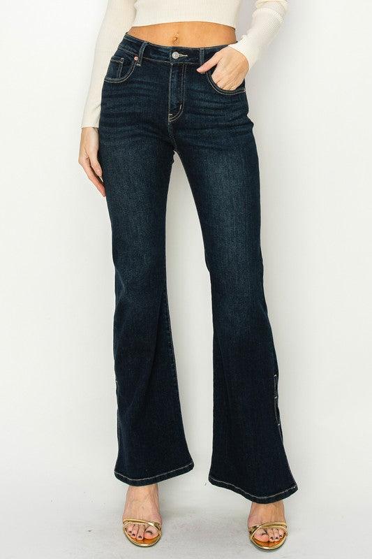 HIGH RISE FLARE JEANS - Blu Lotus Boutique