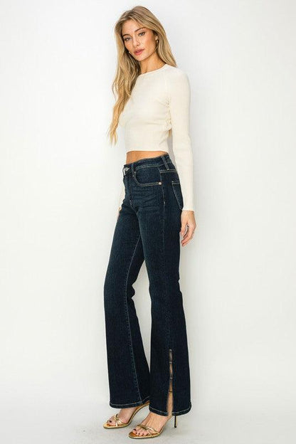 HIGH RISE FLARE JEANS - Blu Lotus Boutique