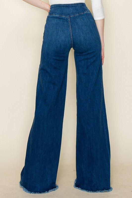 Wide leg, denim pants, jeans, western - Blu Lotus Boutique