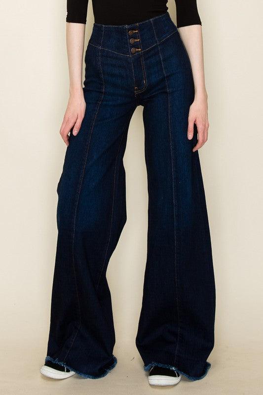 Wide leg, denim pants, jeans, western - Blu Lotus Boutique