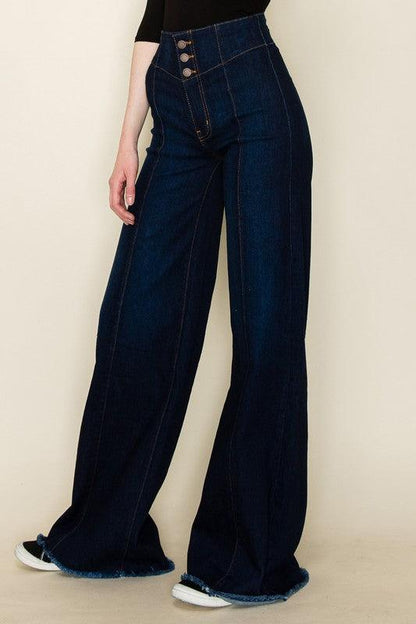 Wide leg, denim pants, jeans, western - Blu Lotus Boutique