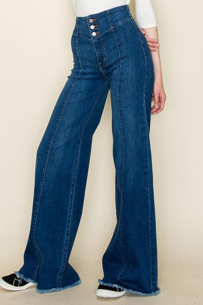 Wide leg, denim pants, jeans, western - Blu Lotus Boutique