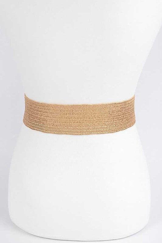 Metallic Faux Straw Elastic Belt - Blu Lotus Boutique