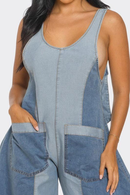 Denim Patchwork Harlem Jumpsuit - Blu Lotus Boutique