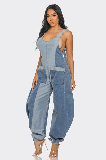 Denim Patchwork Harlem Jumpsuit - Blu Lotus Boutique