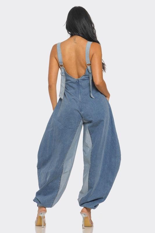 Denim Patchwork Harlem Jumpsuit - Blu Lotus Boutique