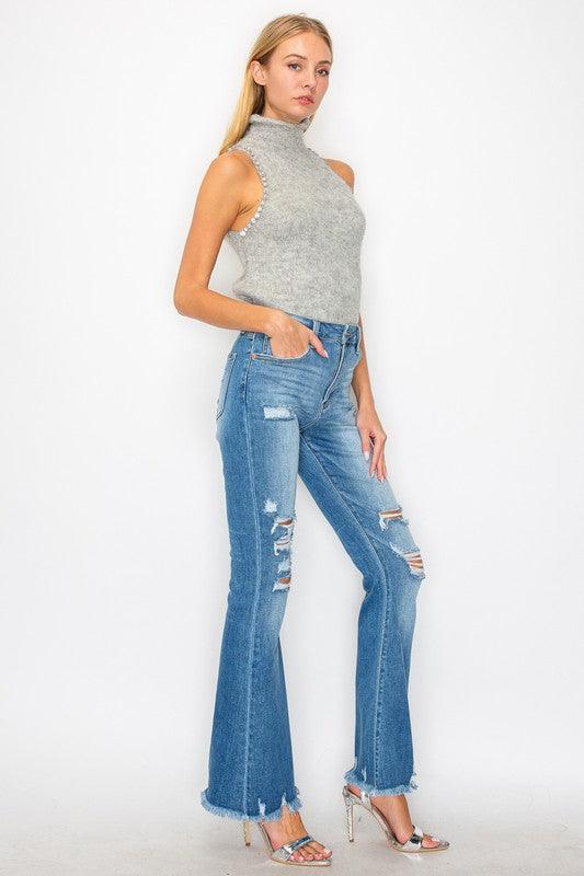 HIGH RISE FLARE JEANS - Blu Lotus Boutique