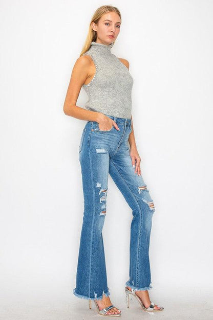 HIGH RISE FLARE JEANS - Blu Lotus Boutique