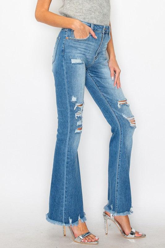 HIGH RISE FLARE JEANS - Blu Lotus Boutique