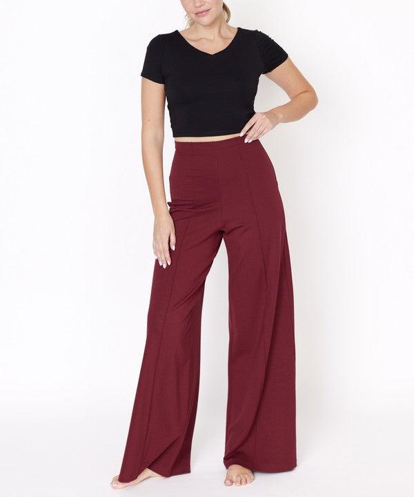 PONTE WIDE LEG FULL LENGTH PANTS - Blu Lotus Boutique