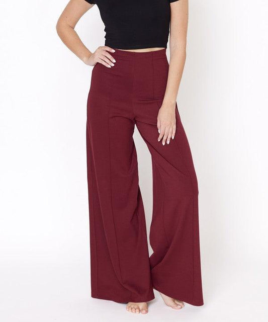 PONTE WIDE LEG FULL LENGTH PANTS - Blu Lotus Boutique