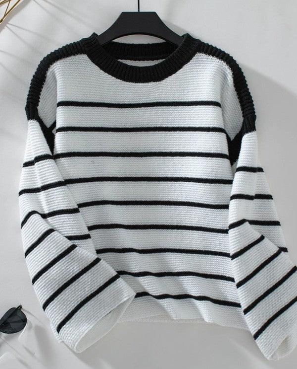 Striped knit sweater - Blu Lotus Boutique