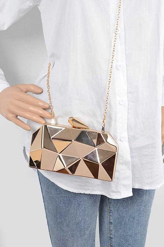 Shinny Iconic Edgy Box Clutch - Blu Lotus Boutique