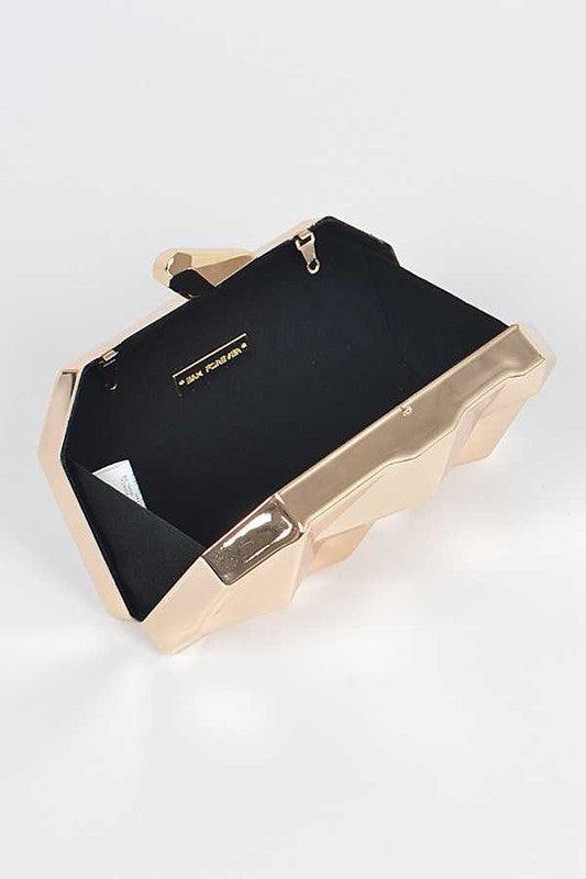 Shinny Iconic Edgy Box Clutch - Blu Lotus Boutique