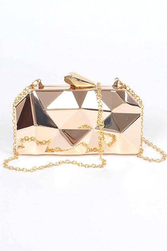 Shinny Iconic Edgy Box Clutch - Blu Lotus Boutique