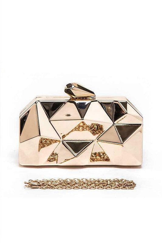 Shinny Iconic Edgy Box Clutch - Blu Lotus Boutique