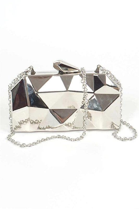 Shinny Iconic Edgy Box Clutch - Blu Lotus Boutique