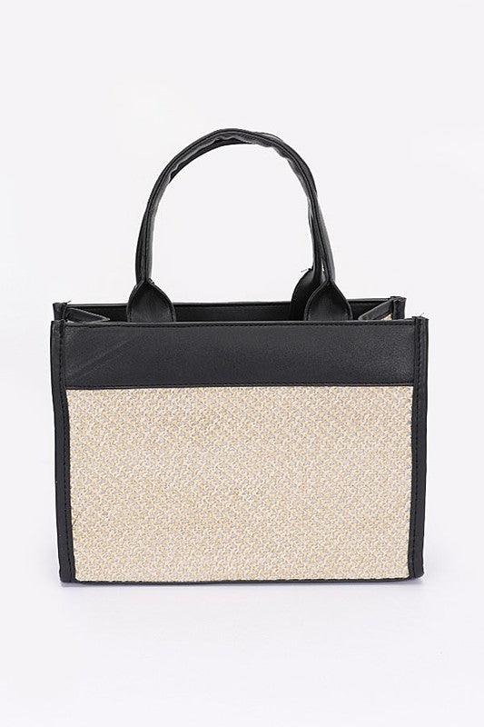 Faux Straw Fashion Tote Bag - Blu Lotus Boutique