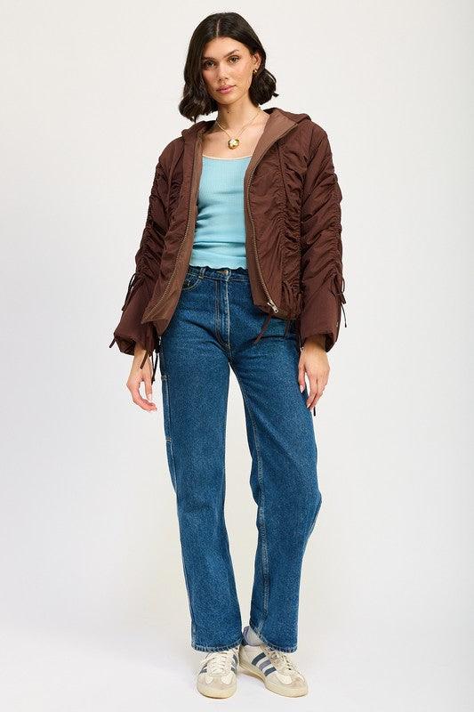 RUCHED PUFF JACKET - Blu Lotus Boutique