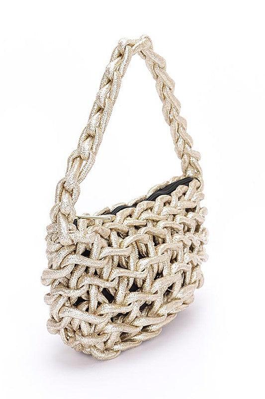 Metallic Strings Braided Shoulder Bag - Blu Lotus Boutique