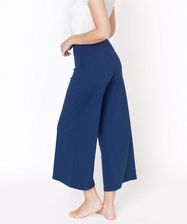 PONTE WIDE LEG ANKLE LENGTH PANTS - Blu Lotus Boutique