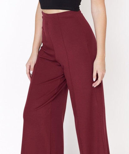 PONTE WIDE LEG ANKLE LENGTH PANTS - Blu Lotus Boutique