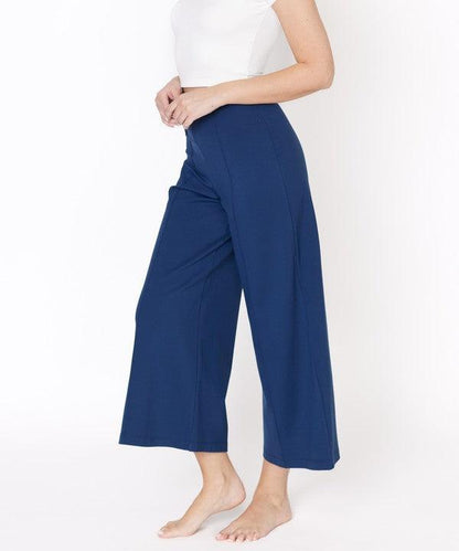 PONTE WIDE LEG ANKLE LENGTH PANTS - Blu Lotus Boutique