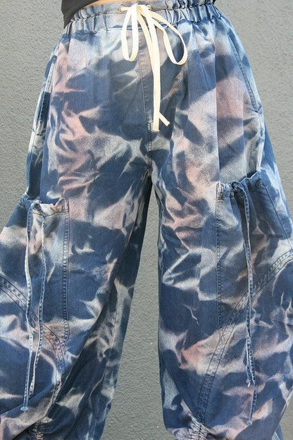 Urban Chic Drawstring Denim Cargo Pants