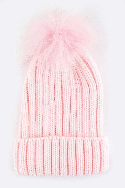 Raccoon Fur PomPom Beanie