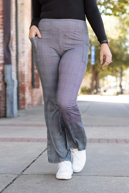 The Felicity Plaid Bootcut Leggings - Blu Lotus Boutique