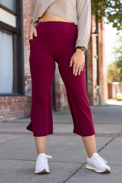 The Courtney Maroon High Waisted Gaucho - Blu Lotus Boutique