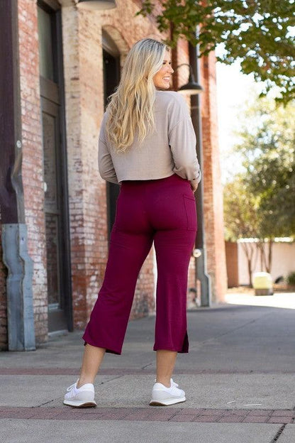 The Courtney Maroon High Waisted Gaucho - Blu Lotus Boutique