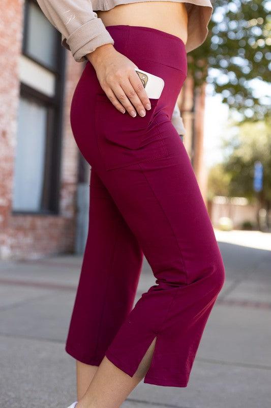 The Courtney Maroon High Waisted Gaucho - Blu Lotus Boutique