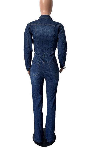 WOMEN DENIM SEXY JUMPSUIT - Blu Lotus Boutique