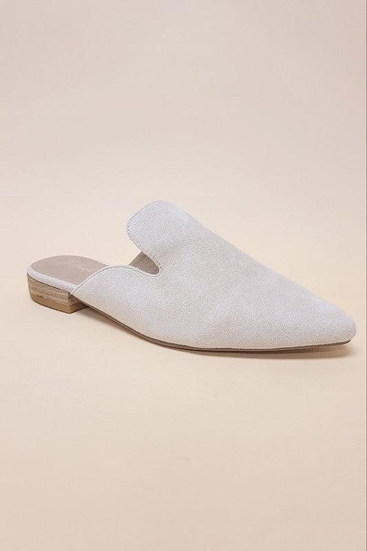 GEM-39 - POINTED TOE SLIP ON MULE FLATS - Blu Lotus Boutique