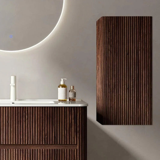 24" Nature Solid Wood Floating Bathroom Vanity with Sink, Wooden Striped Vintage Wall Mounted Bathroom Storage Cabinet Set - Blu Lotus Boutique