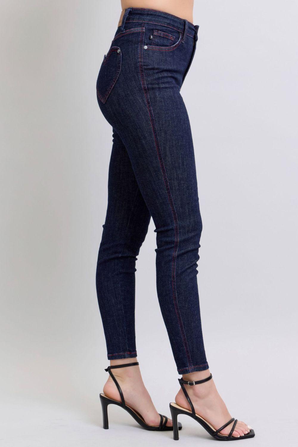 Judy Blue Full Size Heart Shaped Back Pockets Skinny Jeans - Blu Lotus Boutique