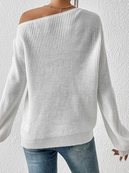 Honey Single Shoulder Long Sleeve Sweater - Blu Lotus Boutique