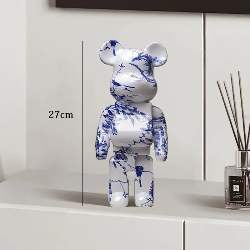 27cm Graffiti Bear Statue Paint Block Bear Decor Resin Desktop Ornaments Living Room Home Decoration Bear Floor Sculpture Gifts - Blu Lotus Boutique
