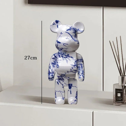 27cm Graffiti Bear Statue Paint Block Bear Decor Resin Desktop Ornaments Living Room Home Decoration Bear Floor Sculpture Gifts - Blu Lotus Boutique