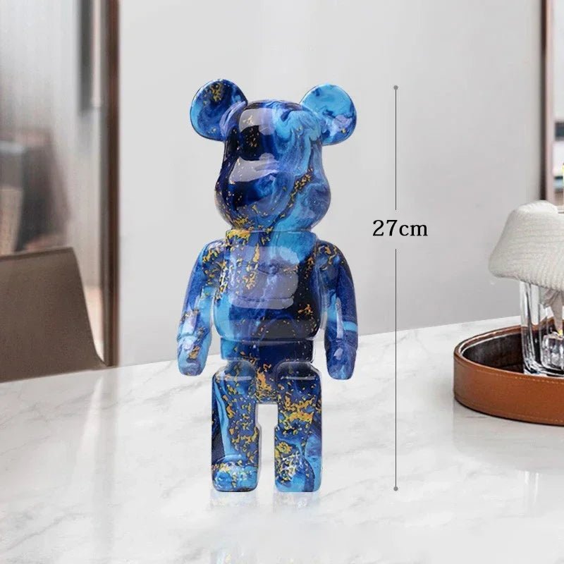 27cm Graffiti Bear Statue Paint Block Bear Decor Resin Desktop Ornaments Living Room Home Decoration Bear Floor Sculpture Gifts - Blu Lotus Boutique