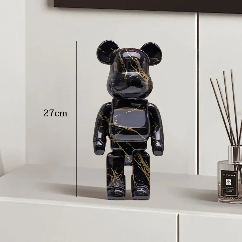 27cm Graffiti Bear Statue Paint Block Bear Decor Resin Desktop Ornaments Living Room Home Decoration Bear Floor Sculpture Gifts - Blu Lotus Boutique