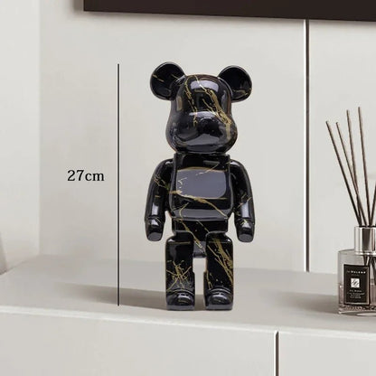 27cm Graffiti Bear Statue Paint Block Bear Decor Resin Desktop Ornaments Living Room Home Decoration Bear Floor Sculpture Gifts - Blu Lotus Boutique